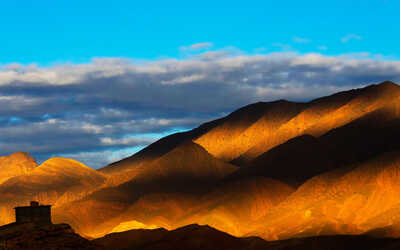 A view of the Atlas Mountains in shadow