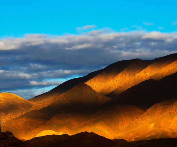 A view of the Atlas Mountains in shadow