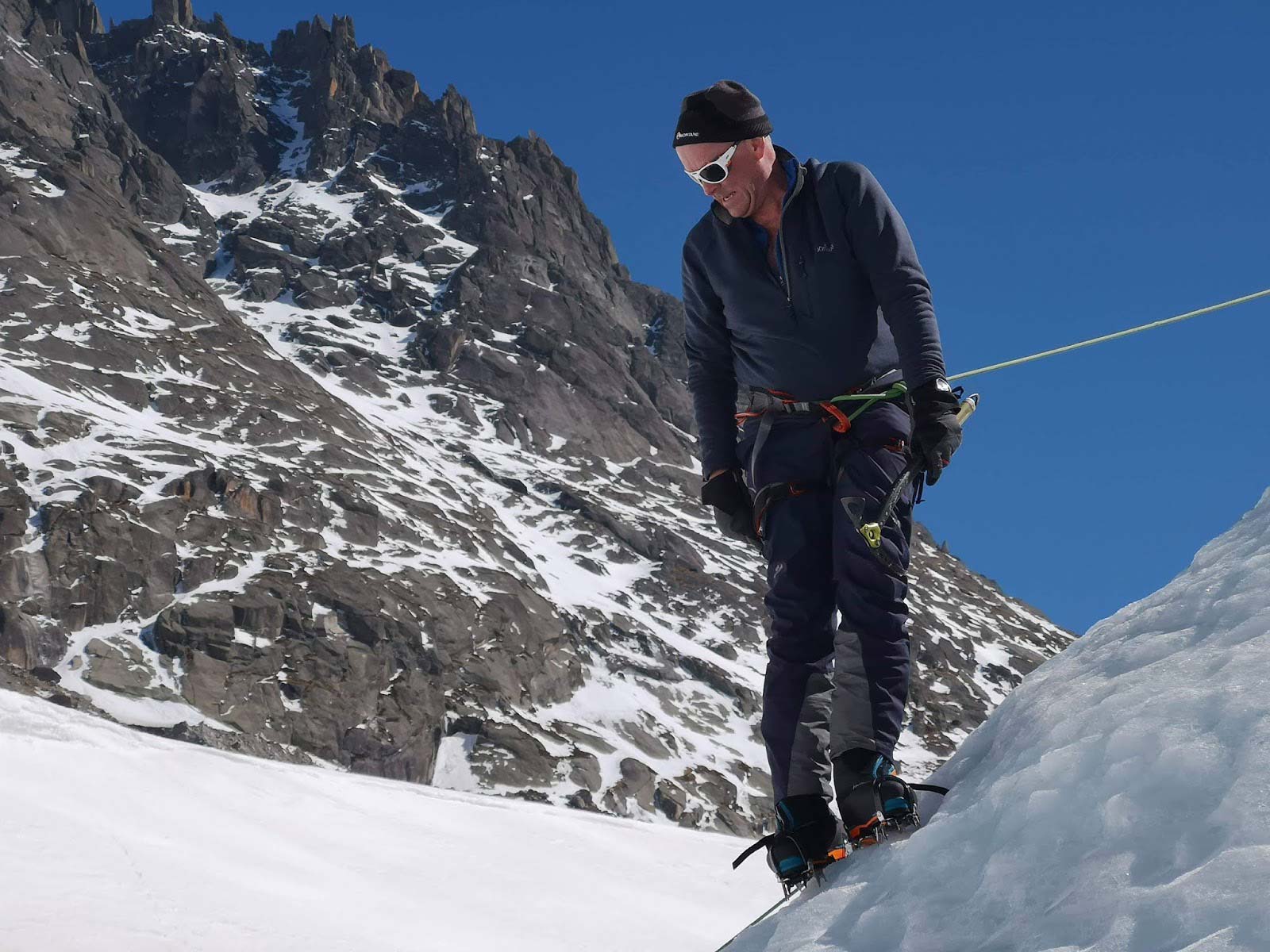 Checking the terrain below, somewhere icy