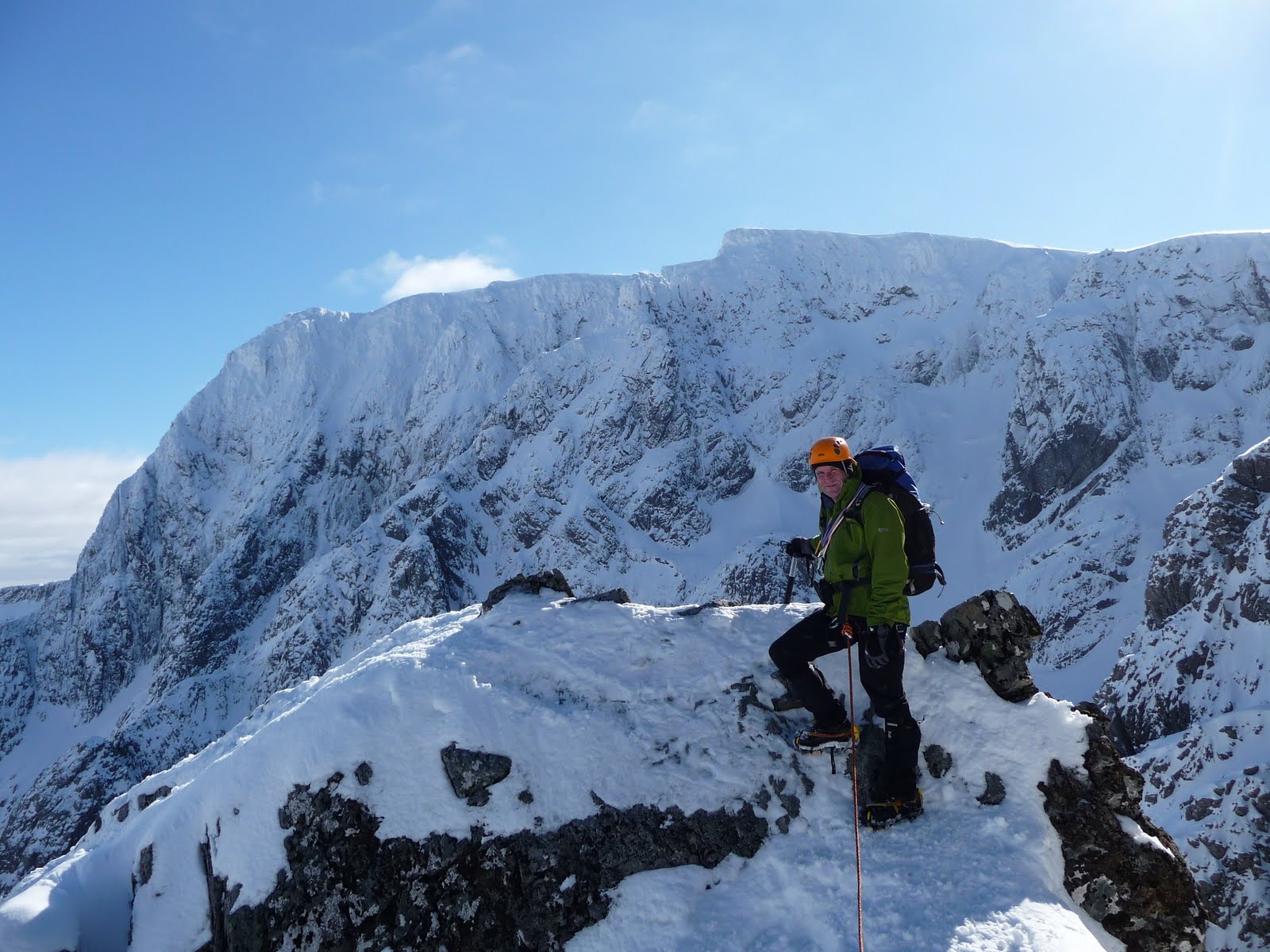 Mountaineering on the Ledge Route in Ben Nevis, Scotland
