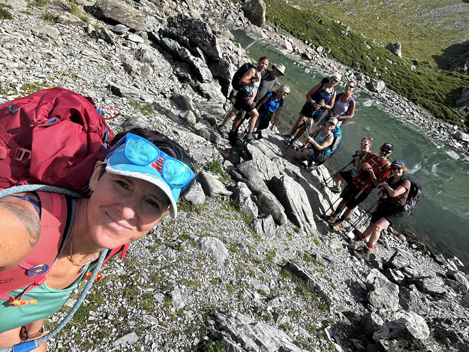 Sara Wild, director of Mont Blanc Treks with a group of hikers