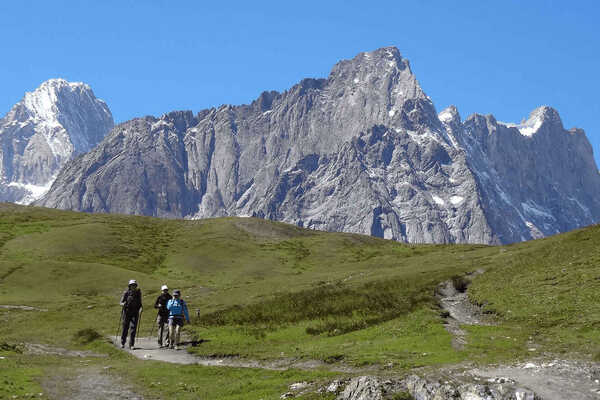 A view of Alpins pekas with trekkers in the foreground