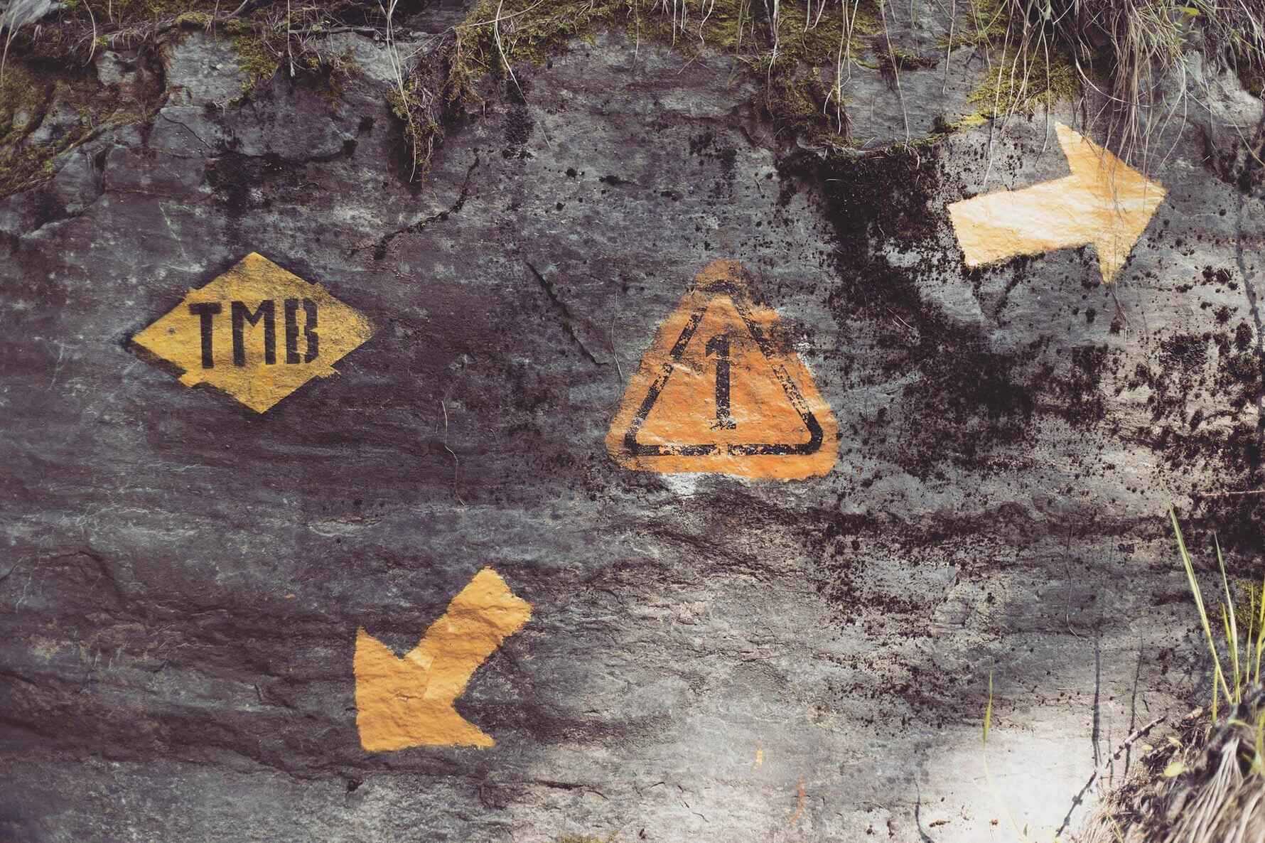 Tour du Mont Blanc signs and arrows