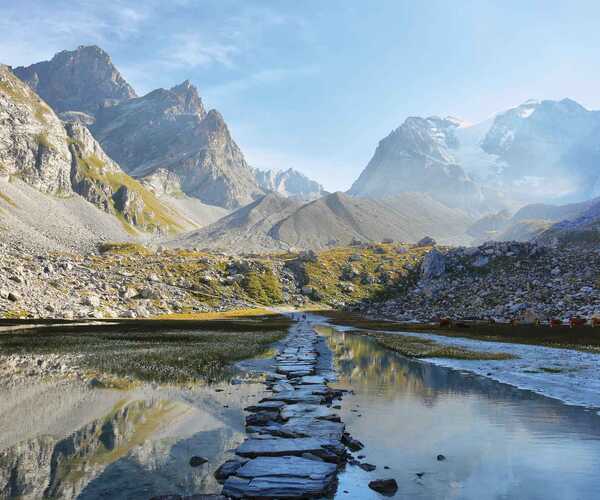 A path of stepping stones in the Vanoise National Park